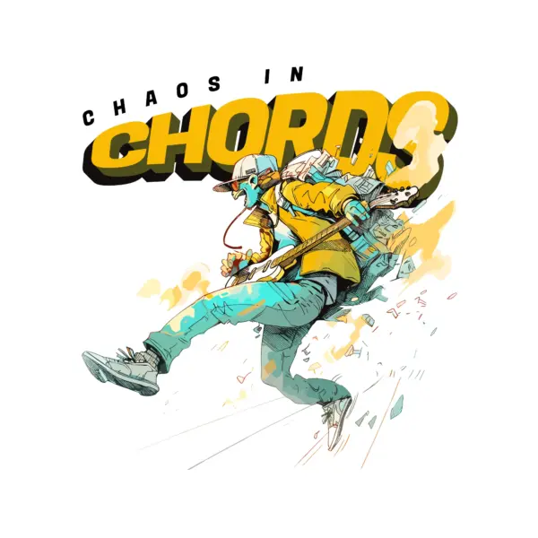 Character playing his guitar design