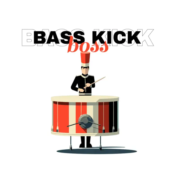 Musical phrase accompanied by an illustration of a drum design