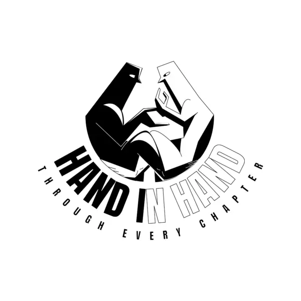 Two strangers shaking hands in black and white color design