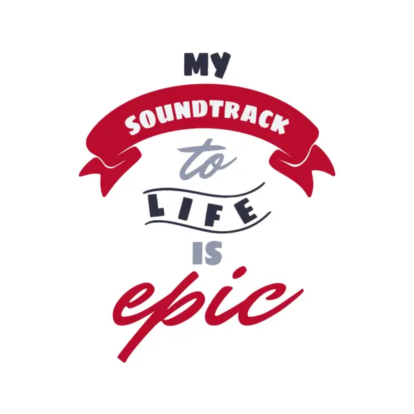 Vertical musical phrase decorated with ribbons and lines design