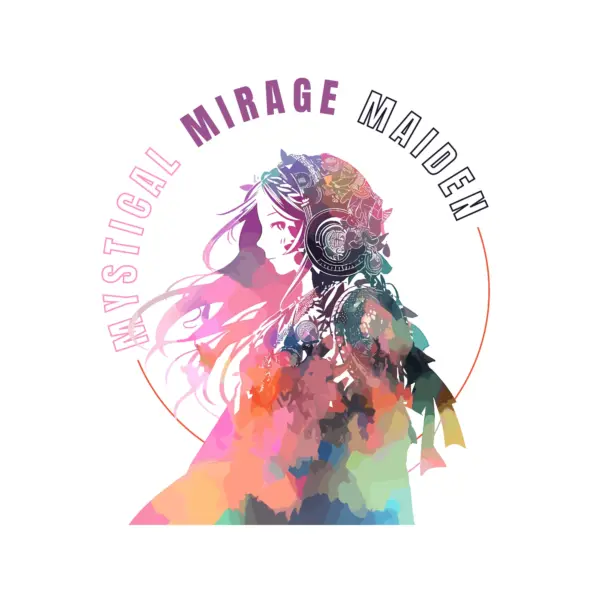 Illustration of girl made with many colors while listening to music design