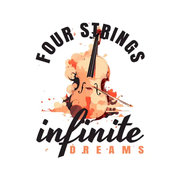 Double bass decorated with a musical phrase design