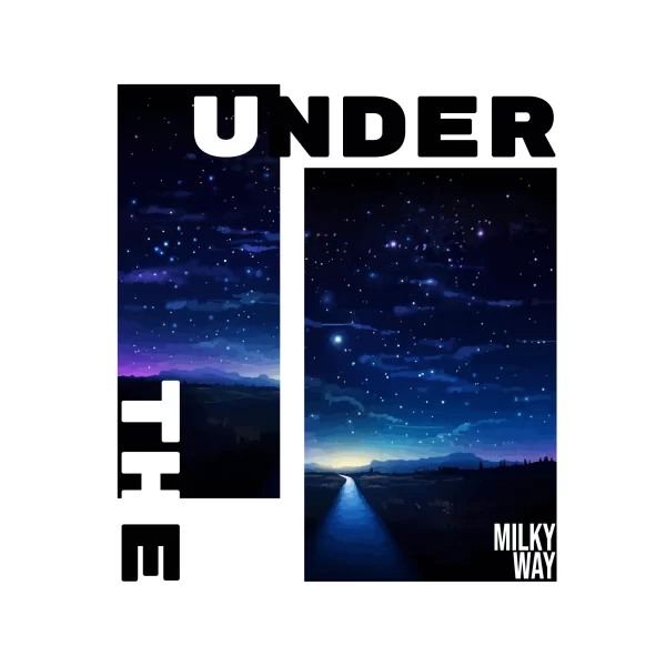 Photo of a starry night with a big flash at the end design