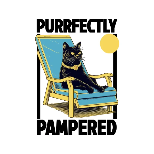 Cat sunbathing on a beach chair design