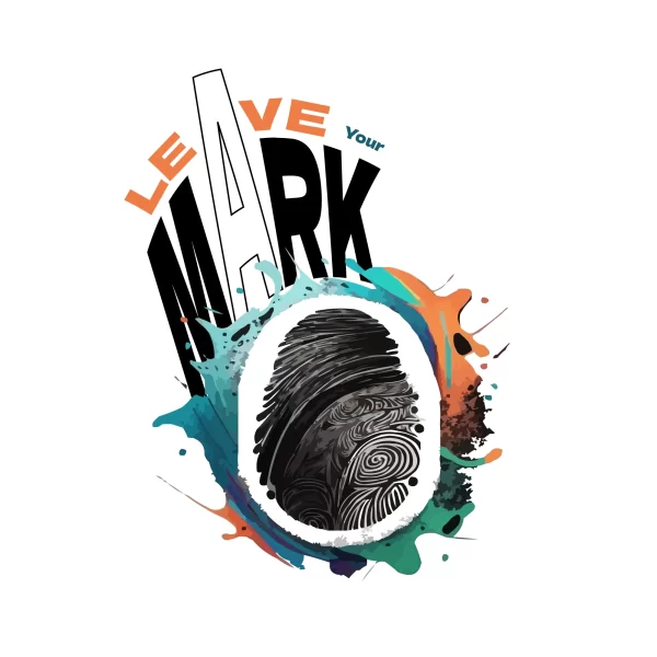 Footprint surrounded by paint around with a phrase design