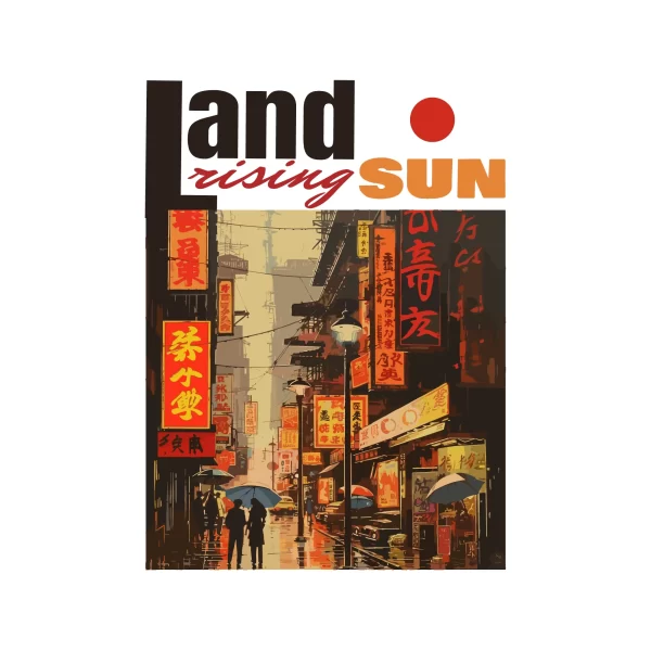 Streets of tokyo while it rains with advertising billboards design