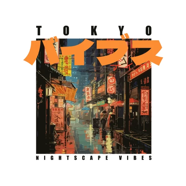 Tokyo streets while it rains design