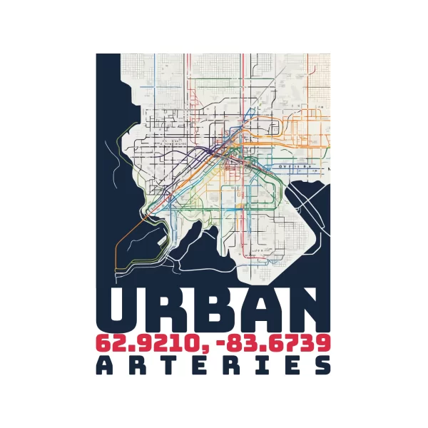 Map of the city with all the transit routes design