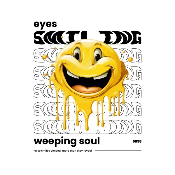 Emoji smiling while melting in a creepy way design