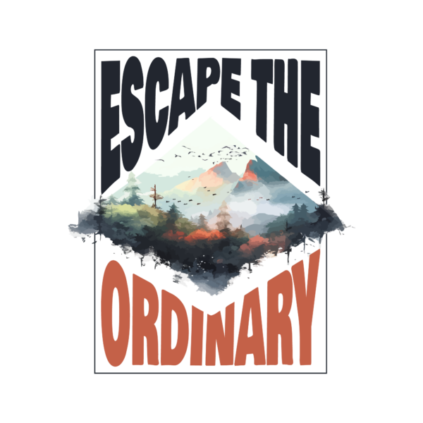 Mountainous landscape with a natural forest with a phrase design