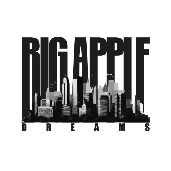 Silhouette of new york with background phrase design