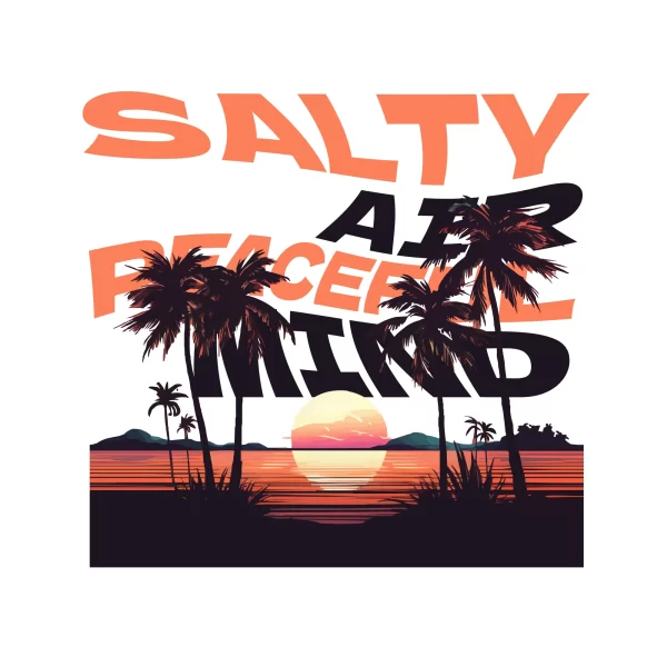 Beach with the sun on the horizon accompanied by a sentence design