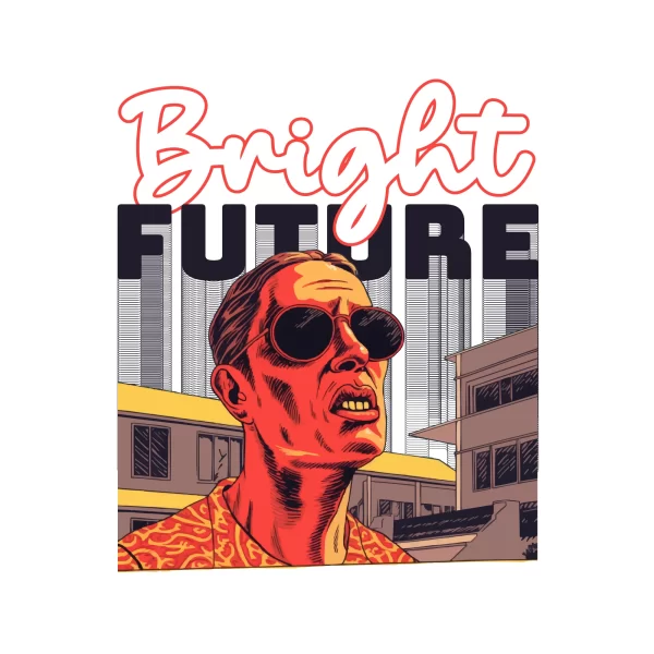 Man gazing at the sun with a pair of sunglasses on design