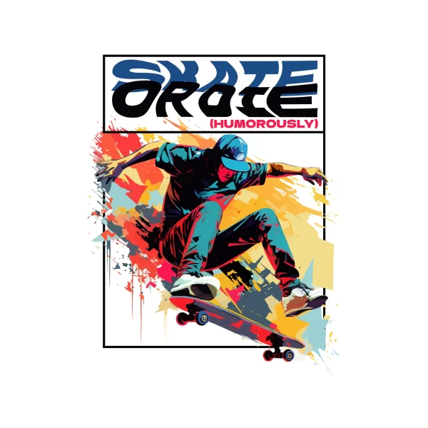 Skater skating on an explosion of colors design