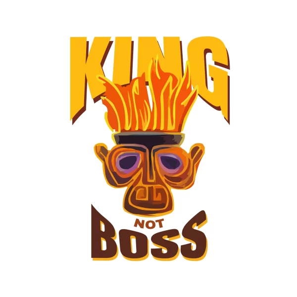 Gorilla with a fire crown accompanied by a king's phrase design