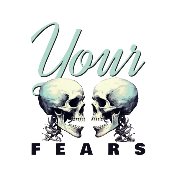 Identical skulls looking at each other design