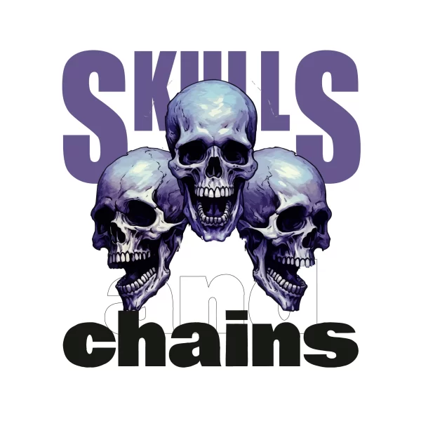 Astonished skulls with phrase in the background design