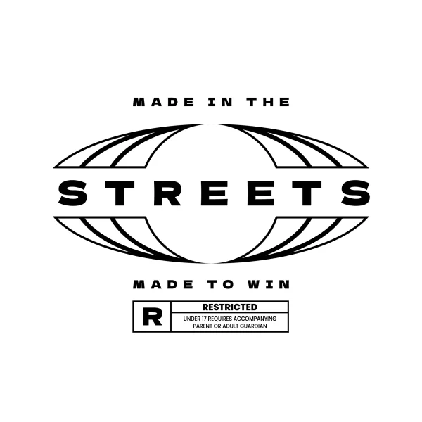 Streetwear phrase with age restriction stamp accompanied by the earth in outline design