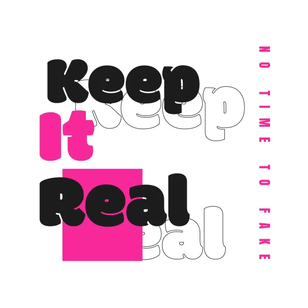 Street text phrase in black and magenta color design