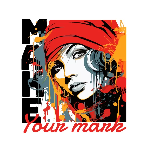 Graffiti design of girl with headphones and street clothes design