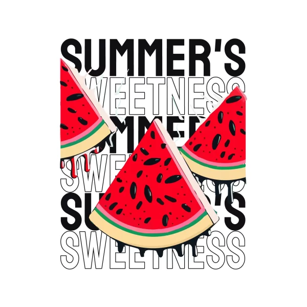 Watermelon slices decorating a black and white outline design