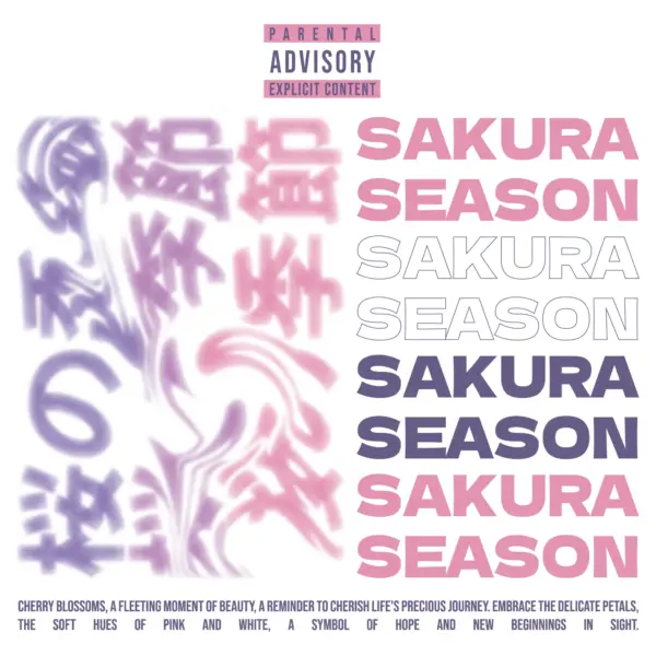 Japanese phrase with distorted gradient japanese characters design