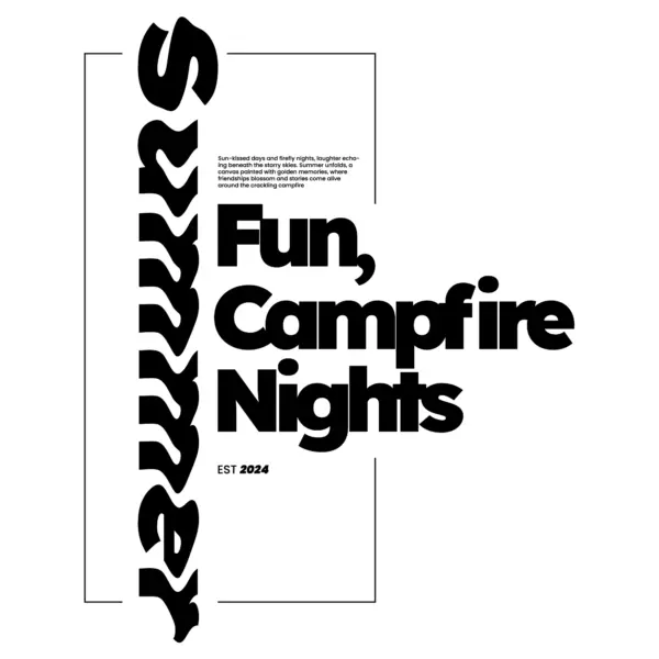 Camping phrase distorted in black and white design