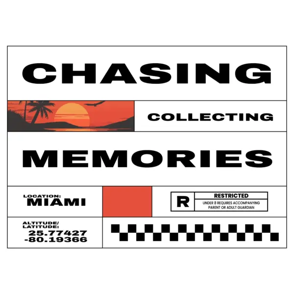 Design and phrase decorated with squares design