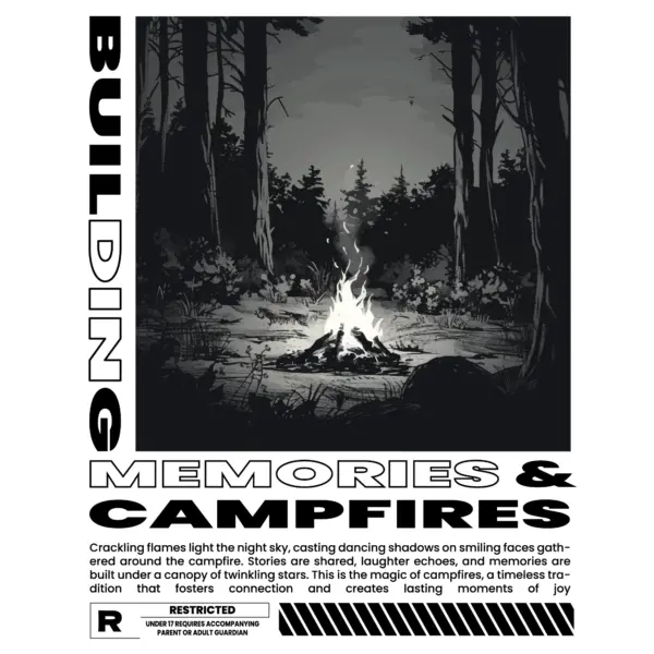 Great bonfire at night within the forest design