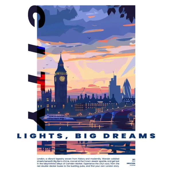 London city in a sunset with urban phrase design