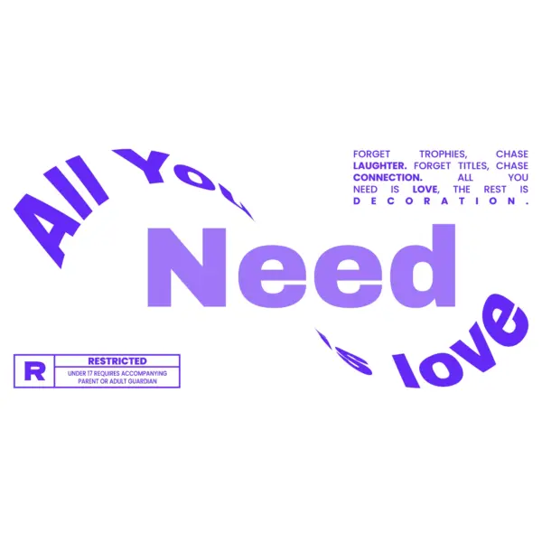 Love distorted sentence in purple color design