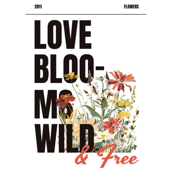 Love in black ornamented with wild flowers design