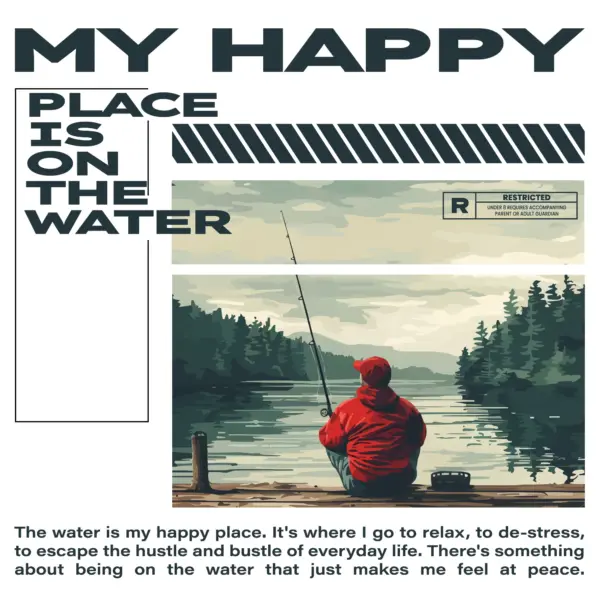 Man sitting on a pier fishing design