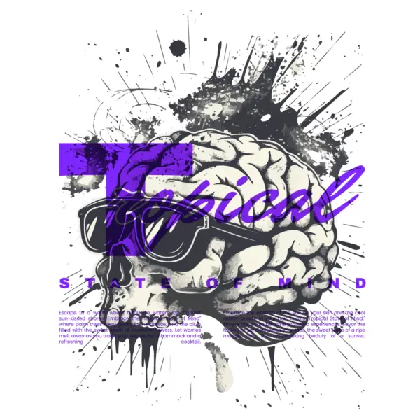 Melting brain with sunglasses and a tropical design