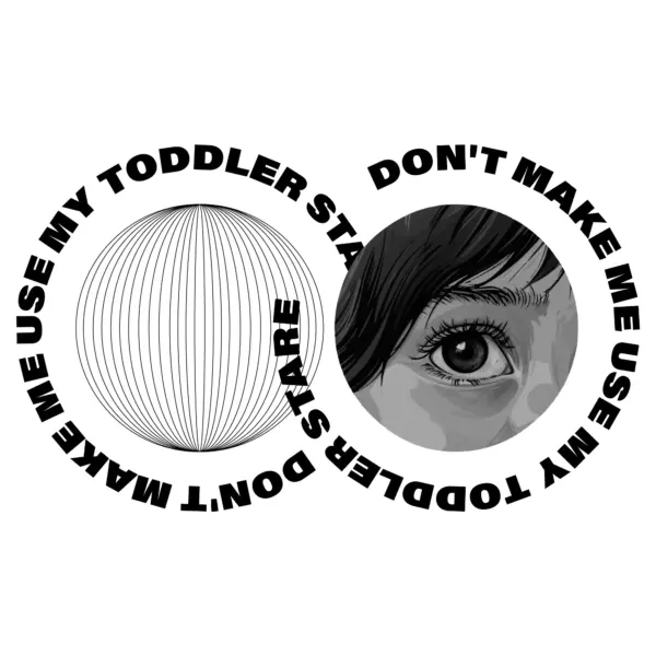 Phrase and photo of a child’s eye in circles design