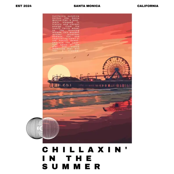 Santa monica pier in a beautiful sunset design