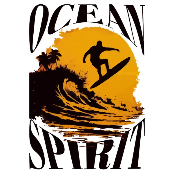 Silhouette of a surfer riding a wave design