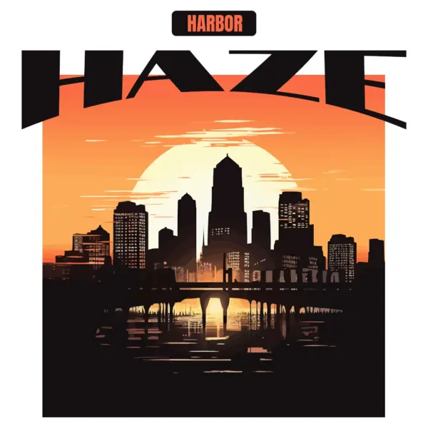 City skyline with a sunset backdrop design