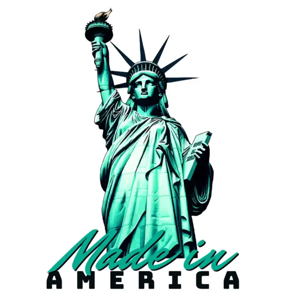 Statue of Liberty in green color with american phrase design