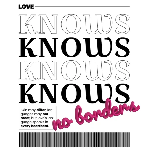 Streetwear phrase with 3D text and barcode design