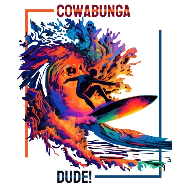 Surfer riding a wave at sunset capturing design