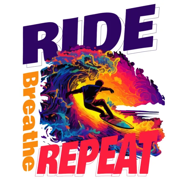 Surfer riding a wave at sunset capturing design