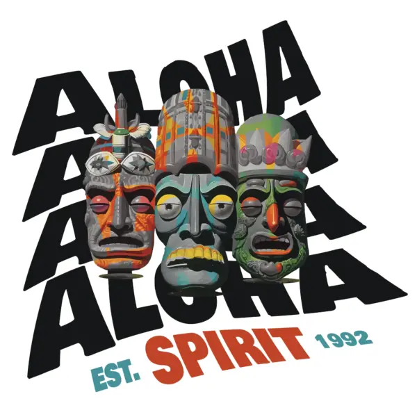 Tiki masks on the beach design