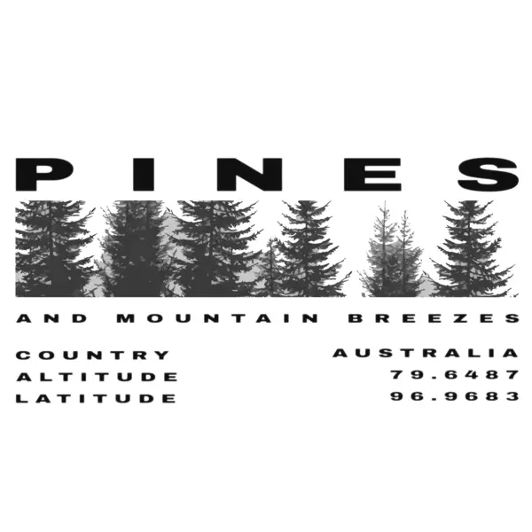 Tree pines in black and white decorated with a sans serif font design