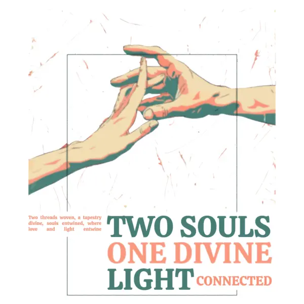 Two people holding hands with a love phrase design