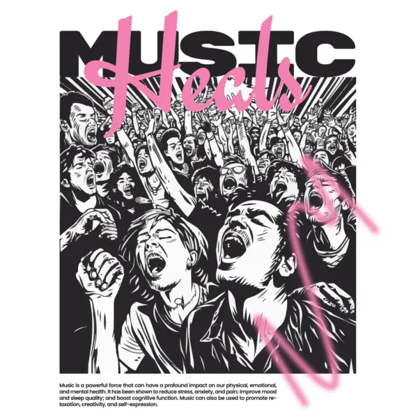 Audience singing with heart design