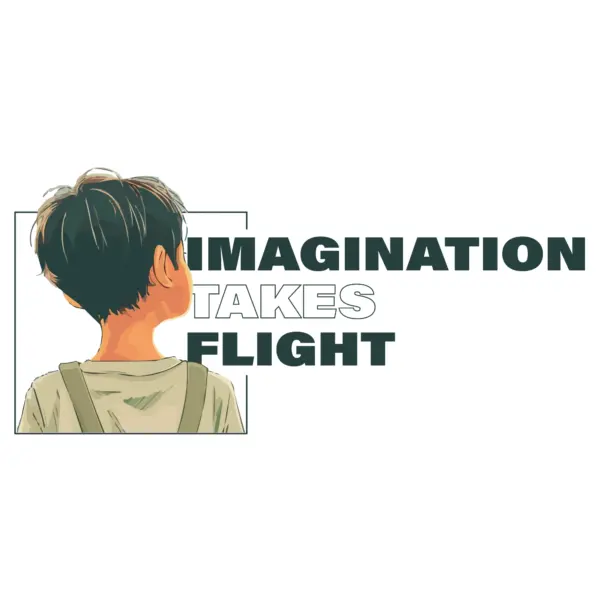 Back child looking at the sky design