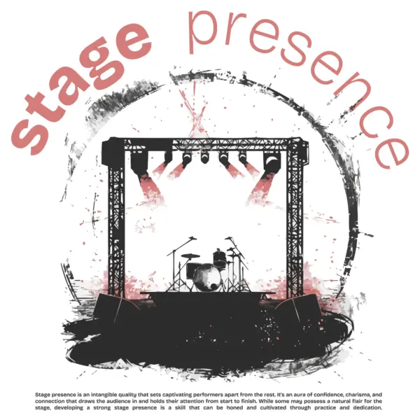 Concert stage decorated with a musical phrase design