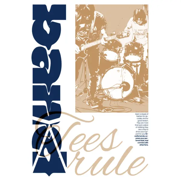 Distorted musical phrase with image of a musical band design