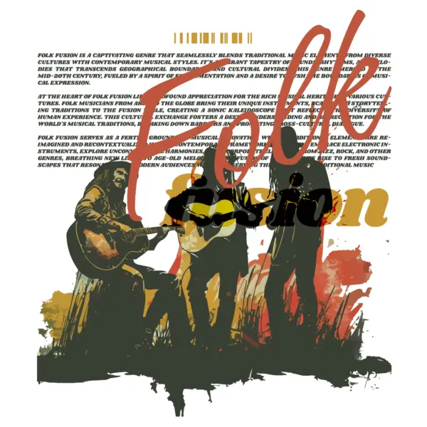 Folk music band with phrase and texts related to music design